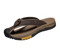 Infradito piatte da uomo, sandali da spiaggia, infradito da uomo, pantofole estive con clip, sandali da passeggio, scarpe estive da piscina all'aperto, Marrone, 40 2/3 EU