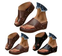 Infradito romane vintage tinta unita, sandali con punta aperta, scarpe spesse stabili, comode ciabatte leggere, pantofole casual estivi, scarpe tinta unita, pantofole spesse, marrone, 40 EU