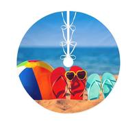 Infradito su una spiaggia sabbiosa con stampa per albero di Natale, decorazione invernale per albero di Natale, adatta per feste in famiglia