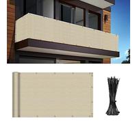 INFRANGE Copertura resistente in rete per parabrezza e balcone, colore beige, 3 x 20 cm, recinzione per balcone, per veranda, esterni, cortile, patio, balconi, fascette con cerniera inclusa