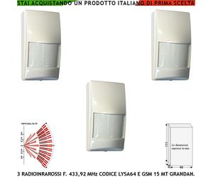 Infrarosso Radio Tre Pezzi Pir 40VR Antifurto LysaGSM Wireless Sensore Movimento