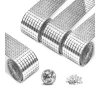 Infreecs 6400 mini piastrelle a specchio in argento, 4 rotoli da 5 x 5 mm, per mosaico a specchio, decorazioni fai da te in piastrelle di vetro (argento)