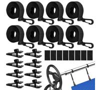 Infreecs Avvolgitore per piscina, set di 8 cinghie di fissaggio con cinghie di fissaggio e clip, accessori per sistema di avvolgimento mobile, pellicola solare portatile per teloni della piscina