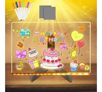 Infreecs Lavagna per appunti a LED con colori, 30 x 20 cm, per bambini, in acrilico con penna a 7 colori e supporto regolabile, lavagna trasparente luminosa, lavagne con LED cancellabile