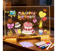 Infreecs Lavagna per appunti a LED con colori, 30 x 20 cm, per bambini, in acrilico con penna in 7 colori e supporto regolabile, lavagna trasparente luminosa, lavagnetta per messaggi, lavabile