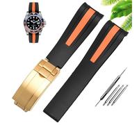 INFRI Cinturino in gomma impermeabile in silicone adatto per gli uomini 20mm 22mm fibbia pieghevole accessori per orologi, 20mm, Agata