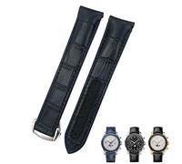 INFRI Cinturino per orologio in pelle di vacchetta curva 19mm 20mm 21mm adatto per cinturino per orologio Omega Speedmaster Seamaster 300 AT150 Sxwatch(Blue blue line 1,20mm)