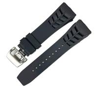 INFRI Cinturino per orologio in silicone da 25 mm per Richard Mille Cinturino in acciaio inossidabile fibbia pieghevole blu cinturino per orologio accessori blu cinturino blu, 25mm Black Buckle, agata