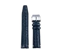 INFRI Cinturino per orologio intrecciato a mano in pelle di mucca da 20 mm e 22 mm, adatto per cinturino IWC, cinturino per orologio da pilota Portugieser, estremità curva, vera pelle, Blue Pin Buckle