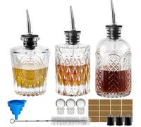 INFTYLE Set di 3 bottiglie per sciroppo, dispenser per sciroppo con coperchio a prova di perdite, beccuccio ideale per caffè, sciroppi, miele, condimenti, olio d'oliva