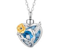 InfuMemo Colibrì cristallo cuore cremazione gioielli per ceneri ciondolo urna collana con mini urna ricordo urna commemorativa ceneri gioielli della persona amata, Acciaio inossidabile