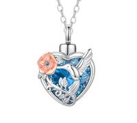 InfuMemo Colibrì cristallo cuore cremazione gioielli per ceneri ciondolo urna collana con mini urna ricordo urna commemorativa ceneri gioielli della persona amata, Acciaio inossidabile