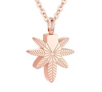 InfuMemo Collana con urna a forma di foglie d'acero, per ceneri cremazione, gioielli in acciaio inossidabile, collana commemorativa per ceneri umane, ciondolo per donne e uomini, Acciaio inossidabile