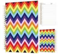 INFUNLY 160-Page Rainbow Wave Notebook 5.51 x 8.27 Inch A5 Ripple Spiral Journal Colorful Line Notebooks Retro Art Writing Pad for Office School Note Taking Travel Diary Gift, Colorful