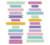 INFUNLY 24 fustelle in metallo con parole ombre, con scritta "Happy Birthday", con scritta in lingua inglese "Happy Birthday", con scritta in lingua inglese "Best Wishes" (lingua italiana non