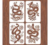 INFUNLY 4 stencil da parete a forma di serpente per dipingere piante da 29.7x21.1 cm, tessuto, decorazione per la casa fai da te