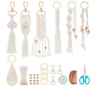 INFUNLY 7 set macramè braccialetto portachiavi macramè kit Twist Macrame borsa nappa portachiavi oro istruzioni incluse per principianti