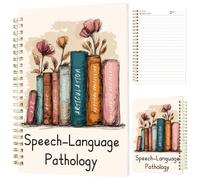 INFUNLY Book Flower Spiral Journal 5.5"x8.3" Speech Language Pathology Spiral Notebook Speech Therapy Spiral Diary Floral Book Wire Bound Notebook Foliage Coil Bound Pad for Office School Doctor Gifts