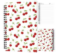 INFUNLY Cherry Spiral Notebook Journal 80-Page Cute Berry Spiral Lined Diary 5.5×8.3 Inches Hardcover Aesthetic Notebooks for Writing Work School Gift