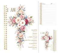 INFUNLY Christian Cross Spiral Notebook Flower 5.5×8.3in for Diary Work