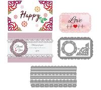 INFUNLY Fustelle in metallo con bordi a forma di fiore, per realizzare biglietti, fustelle rotonde e rettangolari, con bordo in pizzo, per fai da te, album fotografici, decorazioni artigianali