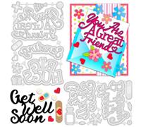 INFUNLY Fustelle in metallo con scritta "You are a Great Friend", con scritta in lingua inglese "You are a Great Friend", con scritta in lingua inglese "Get Well Soon Wishes", stencil per goffratura