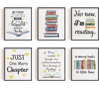 INFUNLY Lettura Stampe Artistiche Da Parete Set Motivazionale di 6 Inspirational 8x1 Senza Cornice per Ufficio Poster Lettori Amanti Dei Libri Topo di Biblioteca Biblioteca e Sala Studio Casa