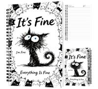 INFUNLY Messy Cat Spiral Notebook 5.5×8.3" Everything Is Fine for Diary