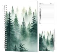 INFUNLY Misty Forest Spiral Notebook 160-Page Green Plants Notebook Journal 5.51x8.27 Inch Lay-Flat Aesthetic Lined Notepad Green Forest Notebooks for Travel Work School Creative Writing Gift