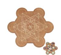 INFUNLY Pannello a griglia di cristallo in legno Geometria Griglie Consiglio Pratica Divinazione Board per Cristalli Tavola decorativa in legno per pietre Geometria Sottobicchiere solido per Home