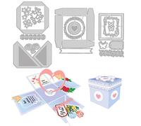 INFUNLY Pop Up 3D Box Die Cut Metal Paper Fustelle Stencil Wedding Candy Box Fustelle da taglio per fai da te Scrapbooking Decorazione Goffratura DIY Carte di carta fai da te