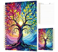 INFUNLY Rainbow Life Tree Spiral Notebook Boho 5.5"×8.3" Journal for Work