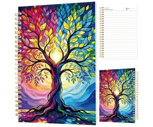 INFUNLY Rainbow Life Tree Spiral Notebook Boho 5.5"×8.3" Journal for Work