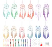 INFUNLY Set di 12 mini acchiappasogni colorati con istruzioni per creare il proprio kit acchiappasogni acchiappasogni portachiavi per borsa, ciondolo auto specchio