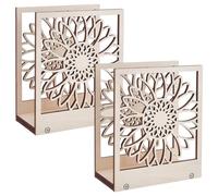 INFUNLY Set di 2 portatovaglioli in legno a forma di girasole per tavolo da 16,5 x 13,5 cm, dispenser di fazzoletti da tavolo in legno decorativo, autoportante, per casa, ufficio, ristorante, hotel