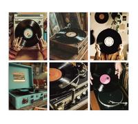 INFUNLY Set di 6 stampe artistiche da parete in vinile, stile vintage, 20 x 25 cm, poster con musica su tela, senza cornice, per camera da letto, soggiorno, decorazione artistica per feste