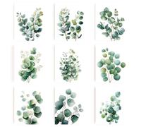 INFUNLY Set di 9 stampe artistiche da parete con foglie di eucalipto botaniche su tela, senza cornice, poster moderni verdi con stampe di eucalipto verde, poster adesivo per camera da letto, bagno