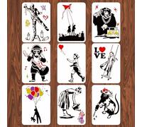 INFUNLY Set di stencil per disegno a tema Banksy, stencil riutilizzabili per pittura su pareti, piastrelle, tela, mobili, carta, 29 x 20 cm