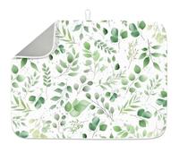 INFUNLY Tappetino scolapiatti con foglie verdi per bancone della cucina, 45,7 x 61,7 cm, tappetino assorbente per scolapiatti grande, moderno, resistente al calore, tappetino da bar per bar, lavello