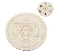 INFUNLY Tavola a griglia in legno a forma di cubo di Metatron, 24,9 cm, rotonda, per chakra, per amplificare il potere dei tuoi cristalli, per altare, yoga, meditazione, stregoneria, decorazione