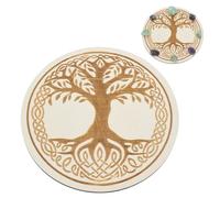 INFUNLY Tavola geometrica sacra in legno con albero della vita, 24,9 cm, rotonda, per chakra, amplificano il potere dei tuoi cristalli per altare, yoga, meditazione, stregoneria, decorazione