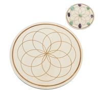 INFUNLY Tavola geometrica sacra in legno con seme della vita, 24,9 cm, rotonda, per chakra, amplificare il potere dei tuoi cristalli per altare, yoga, meditazione, stregoneria, decorazione