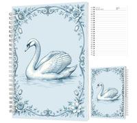 INFUNLY Vintage Swan Spiral Notebook Sky Blue 5.5"×8.3" Journal for Work