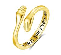 INFUSEU Anello Abbraccio Donna Argento Sterling 925 18K Oro Gioielli Regolabili Anelli Dell'abbraccio Della Mano Regalo per Ragazze Signora