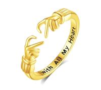 INFUSEU Anello Abbraccio Donna Argento Sterling 925 18K Oro Gioielli Regolabili Anelli Dell'abbraccio Della Mano Cuore da Dito Regalo per Ragazze Signora