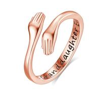 INFUSEU Anello Abbraccio Donna Argento Sterling 925 18K Oro Rose Gioielli Incisione Best Granddaughter Ever Regolabili Anelli Dell'abbraccio Della Mano Regalo per Ragazze Signora