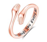 INFUSEU Anello Abbraccio Donna Argento Sterling 925 18K Oro Rose Gioielli Regolabili Anelli Dell'abbraccio Della Mano Regalo per Ragazze Signora