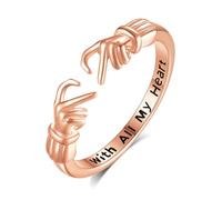 INFUSEU Anello Abbraccio Donna Argento Sterling 925 18K Oro Rose Gioielli Regolabili Anelli Dell'abbraccio Della Mano Cuore da Dito Regalo per Ragazze Signora