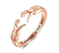 INFUSEU Anello Abbraccio Donna Argento Sterling 925 18K Oro Rose Gioielli Regolabili Cuore da Dito Anelli Dell'abbraccio Della Mano Regalo per Ragazze Signora