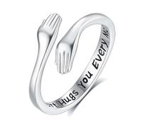 INFUSEU Anello Abbraccio Donna Argento Sterling 925 Gioielli Regolabili Anelli Dell'abbraccio Della Mano Regalo per Ragazze Signora